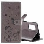 For OnePlus 8T Cat Bee Embossing Pattern Shockproof Horizontal Flip Leather Case with Holder & Card Slots & Wallet(Grey)