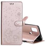 For OnePlus Nord N10 5G Cat Bee Embossing Pattern Shockproof Horizontal Flip Leather Case with Holder & Card Slots & Wallet(Rose Gold)