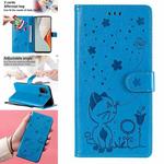 For OnePlus Nord N100 5G Cat Bee Embossing Pattern Shockproof Horizontal Flip Leather Case with Holder & Card Slots & Wallet(Blue)