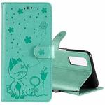 For OPPO Realme 7 5G Cat Bee Embossing Pattern Shockproof Horizontal Flip Leather Case with Holder & Card Slots & Wallet(Green)