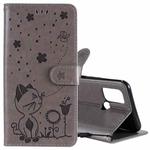 For OPPO Realme 7i / C17 Cat Bee Embossing Pattern Shockproof Horizontal Flip Leather Case with Holder & Card Slots & Wallet(Grey)
