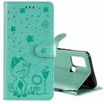 For OPPO Realme 7i / C17 Cat Bee Embossing Pattern Shockproof Horizontal Flip Leather Case with Holder & Card Slots & Wallet(Green)