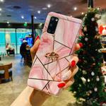 For Samsung Galaxy A31 Electroplated Marble Pattern TPU Protective Case with Ring Holder(Pink)