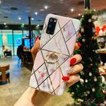 For Samsung Galaxy A41 Electroplated Marble Pattern TPU Protective Case with Ring Holder(Rhombus)