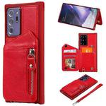 For Samsung Galaxy Note20 Ultra Zipper Double Buckle Shockproof Protective Case with Stand & Photo Holder & Wallet Function(Red)