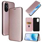 For Huawei nova 8 5G Carbon Fiber Texture Horizontal Flip TPU + PC + PU Leather Case with Card Slot(Pink)