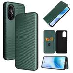 For Huawei nova 8 5G Carbon Fiber Texture Horizontal Flip TPU + PC + PU Leather Case with Card Slot(Green)