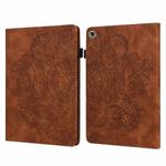 For Huawei MediaPad M5 lite 10.1 Peacock Embossed Pattern TPU + PU Horizontal Flip Leather Case with Holder & Card Slots & Wallet & Sleep / Wake-up Function(Brown)