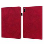For Huawei MatePad 10.4 Peacock Embossed Pattern TPU + PU Horizontal Flip Leather Case with Holder & Card Slots & Wallet & Sleep / Wake-up Function(Red)