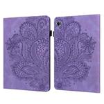 For Huawei MatePad T8 8.0 Peacock Embossed Pattern TPU + PU Horizontal Flip Leather Case with Holder & Card Slots & Wallet & Sleep / Wake-up Function(Purple)