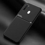 For Samsung Galaxy A21 Classic Tilt Strip Grain Magnetic Shockproof PC + TPU Case(Black)