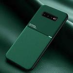 For Samsung Galaxy S10 Classic Tilt Strip Grain Magnetic Shockproof PC + TPU Case(Green)