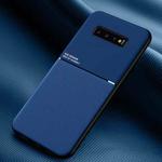 For Samsung Galaxy S10+ Classic Tilt Strip Grain Magnetic Shockproof PC + TPU Case(Blue)