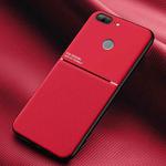 For Huawei Honor 9 Lite Classic Tilt Strip Grain Magnetic Shockproof PC + TPU Case(Red)