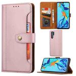 For Huawei P30 Pro Calf Texture Double Fold Clasp Horizontal Flip Leather Case with Photo Frame & Holder & Card Slots & Wallet(Rose Gold)