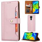 For Xiaomi Redmi Note 9 Calf Texture Double Fold Clasp Horizontal Flip Leather Case with Photo Frame & Holder & Card Slots & Wallet(Rose Gold)