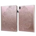 For Lenovo E10 Peacock Embossed Pattern TPU + PU Horizontal Flip Leather Case with Holder & Card Slots & Wallet & Sleep / Wake-up Function(Rose Gold)