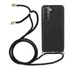 For Samsung Galaxy S21+ 5G Wheat Straw Material + TPU Protective Case with Lanyard(Black)