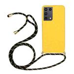 For Samsung Galaxy S21 Ultra 5G Wheat Straw Material + TPU Protective Case with Lanyard(Yellow)