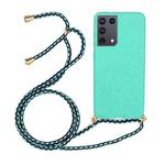 For Samsung Galaxy S21 Ultra 5G Wheat Straw Material + TPU Protective Case with Lanyard(Green)