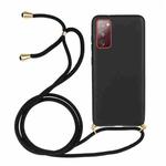 For Samsung Galaxy S20 FE Wheat Straw Material + TPU Protective Case with Lanyard(Black)