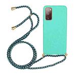 For Samsung Galaxy S20 FE Wheat Straw Material + TPU Protective Case with Lanyard(Green)