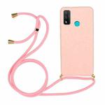 For Huawei P smart 2020 Wheat Straw Material + TPU Protective Case with Lanyard(Pink)