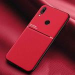 For Xiaomi Redmi 7 Classic Tilt Strip Grain Magnetic Shockproof PC + TPU Case(Red)