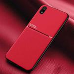For Xiaomi Redmi 7A Classic Tilt Strip Grain Magnetic Shockproof PC + TPU Case(Red)
