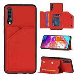 For Samsung Galaxy A70 & A70s Skin Feel PU + TPU + PC Back Cover Shockproof Case with Card Slots & Holder & Photo Frame(Red)