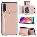 For Samsung Galaxy A70 & A70s Skin Feel PU + TPU + PC Back Cover Shockproof Case with Card Slots & Holder & Photo Frame(Rose Gold)