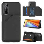 For OPPO Realme 7 Skin Feel PU + TPU + PC Back Cover Shockproof Case with Card Slots & Holder & Photo Frame(Black)