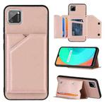 For OPPO Realme C11 Skin Feel PU + TPU + PC Back Cover Shockproof Case with Card Slots & Holder & Photo Frame(Rose Gold)