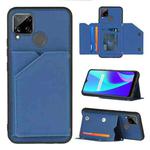 For OPPO Realme C15 Skin Feel PU + TPU + PC Back Cover Shockproof Case with Card Slots & Holder & Photo Frame(Royal Blue)