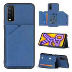 For vivo Y20 Skin Feel PU + TPU + PC Back Cover Shockproof Case with Card Slots & Holder & Photo Frame(Royal Blue)