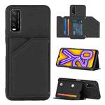 For vivo Y20 Skin Feel PU + TPU + PC Back Cover Shockproof Case with Card Slots & Holder & Photo Frame(Black)
