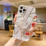 For iPhone 12 mini Marble Pattern Shockproof Protective Case with  Holder(White)