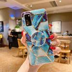 Marble Pattern Shockproof Protective Case with  Holder For Samsung Galaxy S20 FE(Blue)