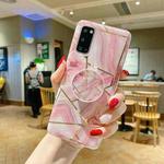 Marble Pattern Shockproof Protective Case with  Holder For Samsung Galaxy Note20(Pink)
