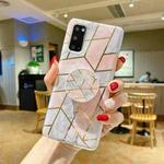 Marble Pattern Shockproof Protective Case with  Holder For Samsung Galaxy A71(Grey Pink)