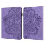 Peacock Embossed Pattern TPU + PU Horizontal Flip Leather Case with Holder & Card Slots & Wallet & Sleep / Wake-up Function For iPad 9.7 (2017) & (2018)(Purple)