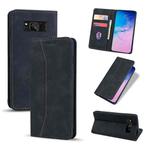 For Samsung Galaxy S8+ Skin-feel Calfskin Texture Magnetic Dual-Fold Horizontal Flip Leather Case with Holder & Card Slots & Wallet(Black)