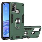 For OPPO A32 2020 / A53 / A33 2020 Armour Series PC + TPU Protective Case with Ring Holder(Dark Green)