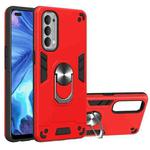 For OPPO Reno4 4G Armour Series PC + TPU Protective Case with Ring Holder(Red)