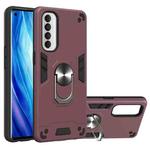 For OPPO Reno4 Pro Armour Series PC + TPU Protective Case with Ring Holder(Wnie Red)