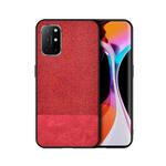 For OnePlus 8T Shockproof Splicing PU + Cloth Protective Case(Stitching Red)