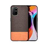 For OnePlus 8T Shockproof Splicing PU + Cloth Protective Case(Stitching Brown)