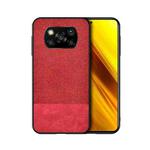 For Xiaomi Poco X3 NFC Shockproof Splicing PU + Cloth Protective Case(Stitching Red)