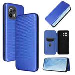 For Xiaomi Mi 11 Carbon Fiber Texture Horizontal Flip TPU + PC + PU Leather Case with Card Slot(Blue)