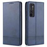 For Xiaomi Mi Note 10 Lite ZNS Magnetic Calf Texture Horizontal Flip Leather Case with Card Slots & Holder & Wallet(Dark Blue)